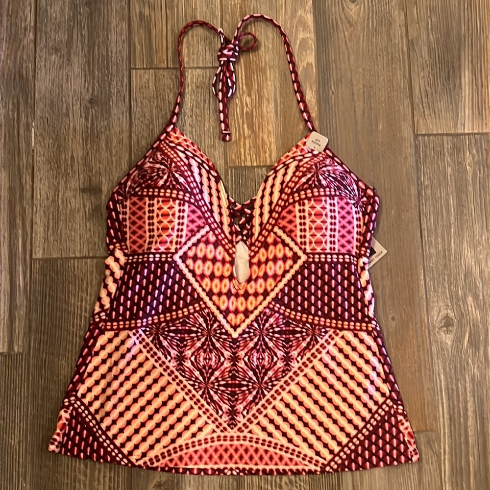 NWT Kenneth Cole Push Up Tummy Toner Tankini Swim Top M Medium Shape Enhancing - Picture 4 of 14